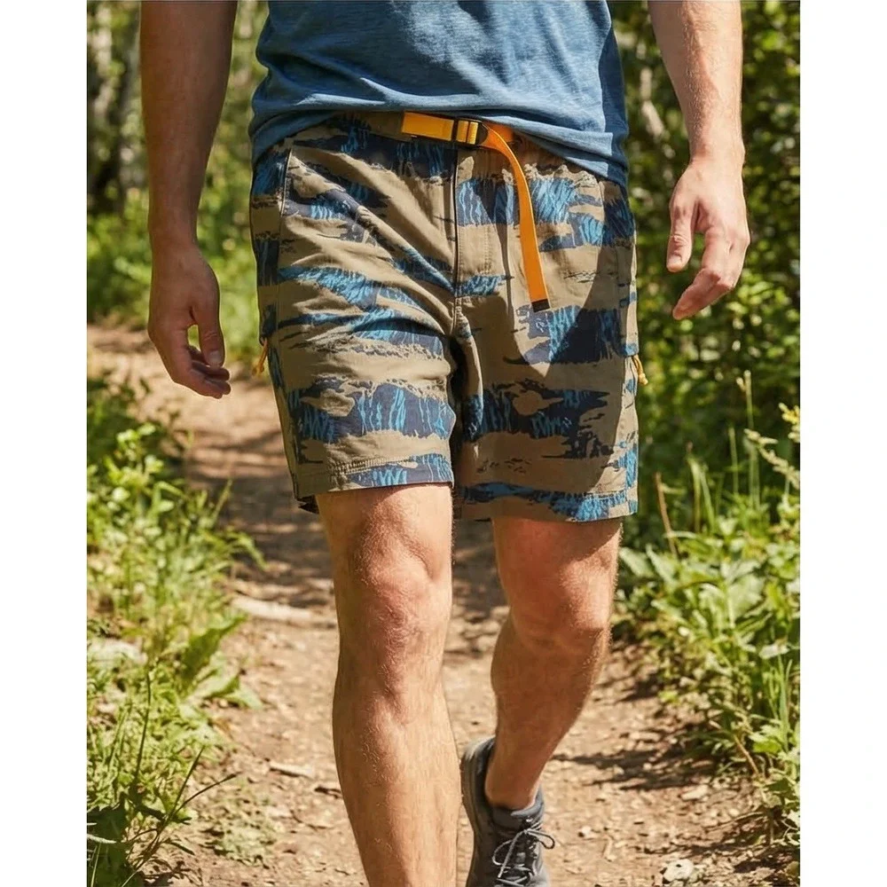 The North Face Mens Class V Belted Shorts XXL Brown Blue Tiger Camo NWT RV $65